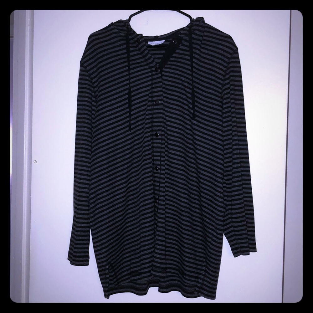 Avenue striped button up hoodie